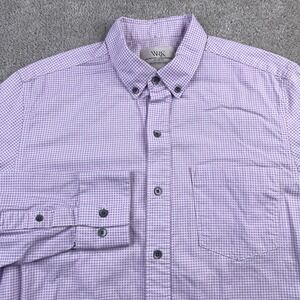 WRK Shirt Mens Medium Purple Checkered Reworked Slim Fit Long‎ Sleeve Button Up